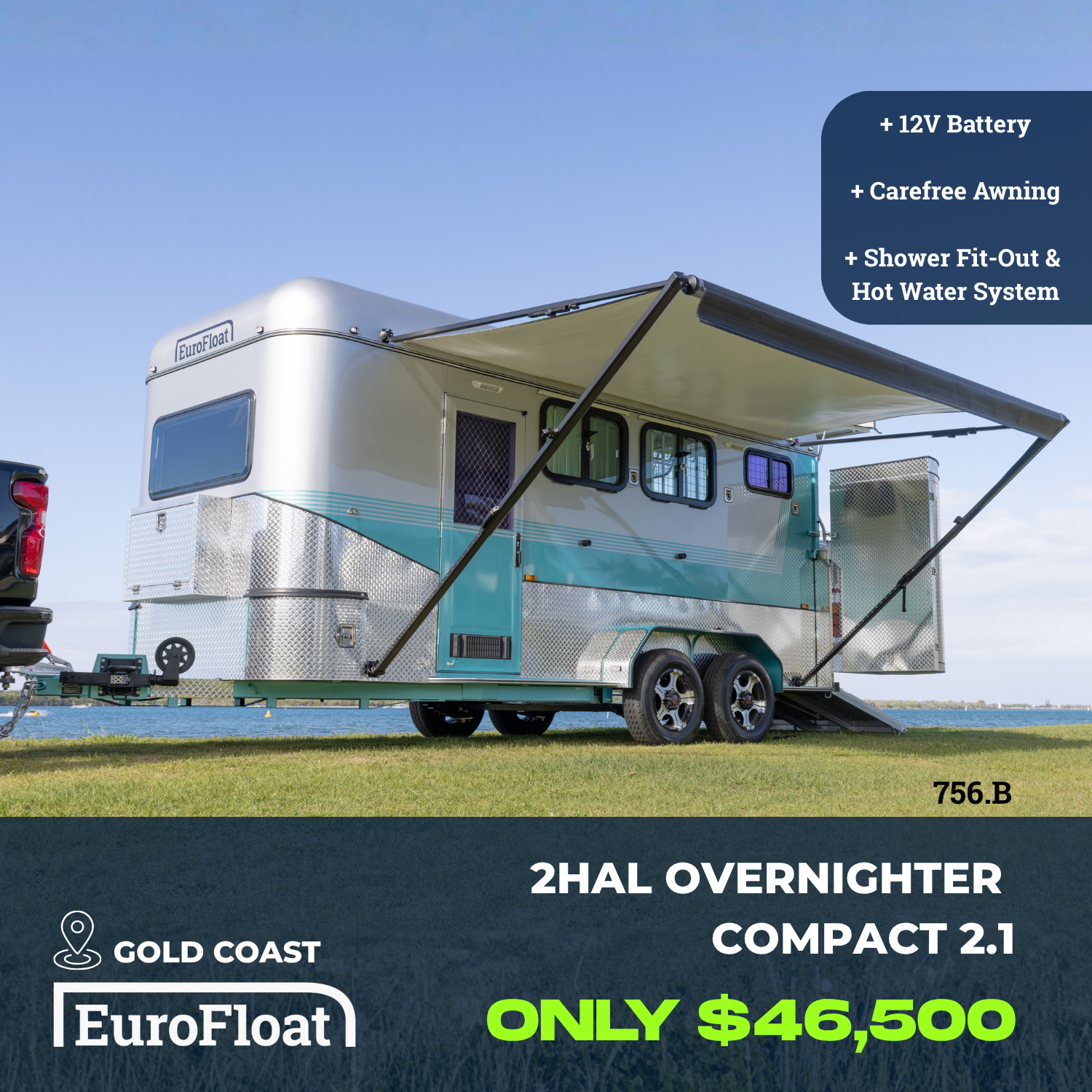 2 Horse Angle Load Camper Float Compact Overnighter SN 2.1