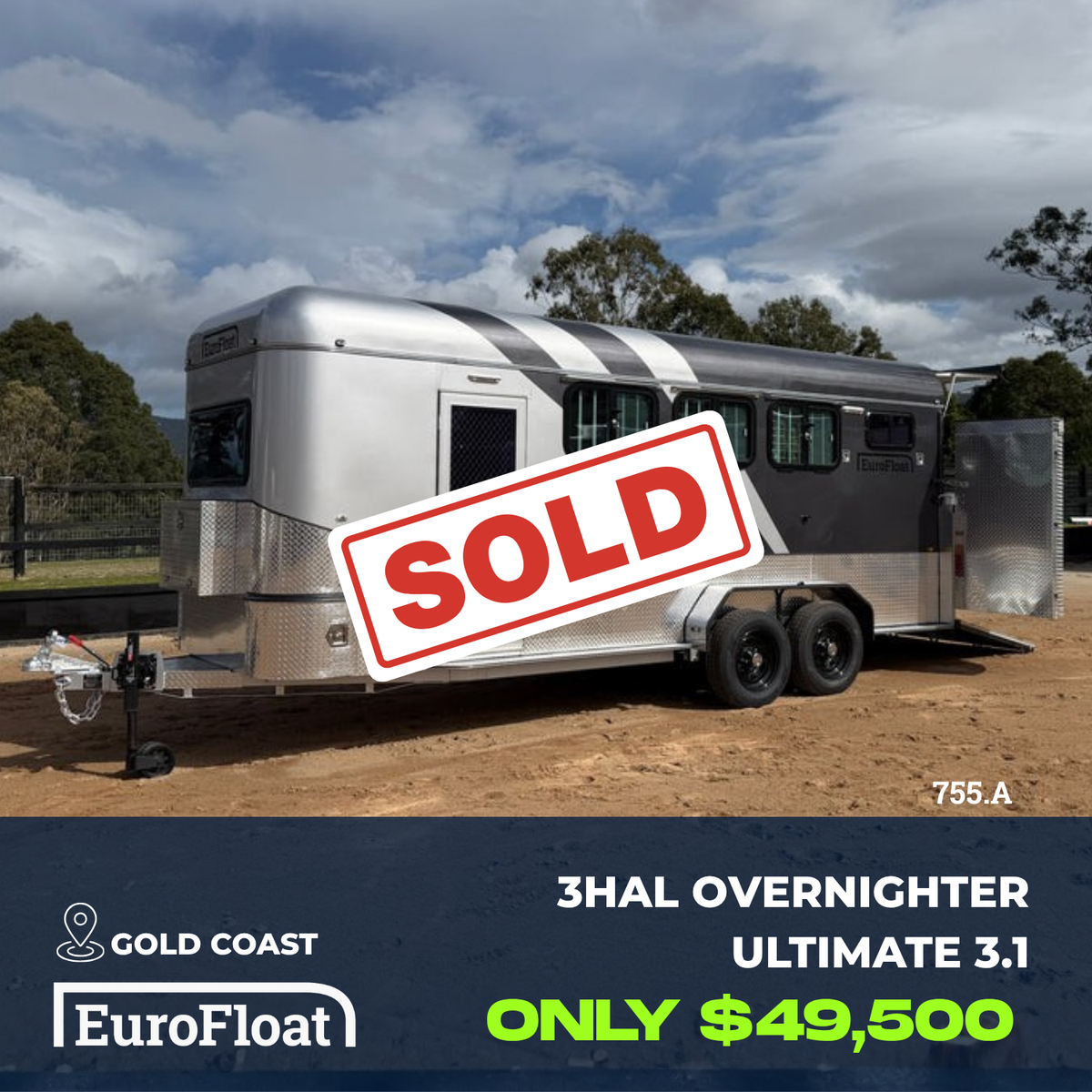3 Horse Angle Load Camper Float Ultimate Overnighter SN 3.1