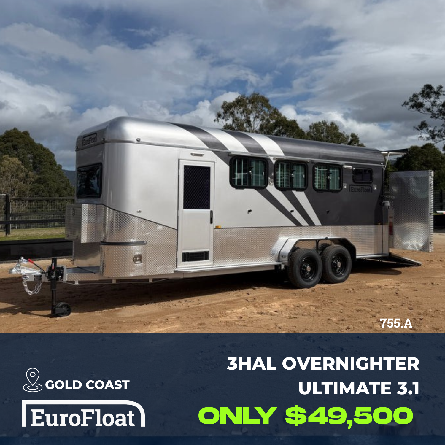 3 Horse Angle Load Camper Float Ultimate Overnighter SN 3.1