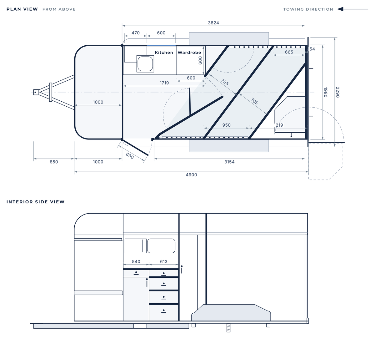 Floor plan of the 2 Horse Angle Load Camper Float Compact Overnighter SN 2.0