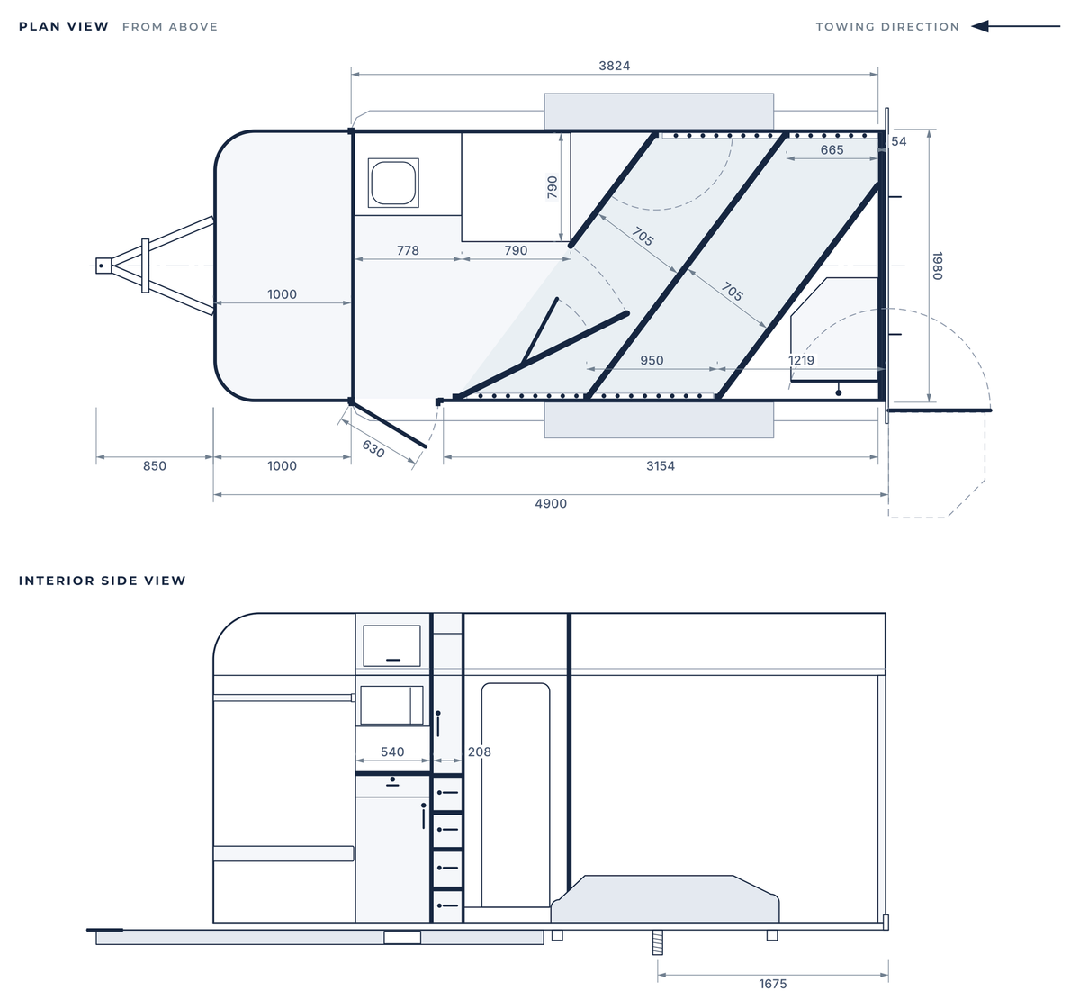 Floor plan of the 2 Horse Angle Load Camper Float Compact Overnighter SN 2.1