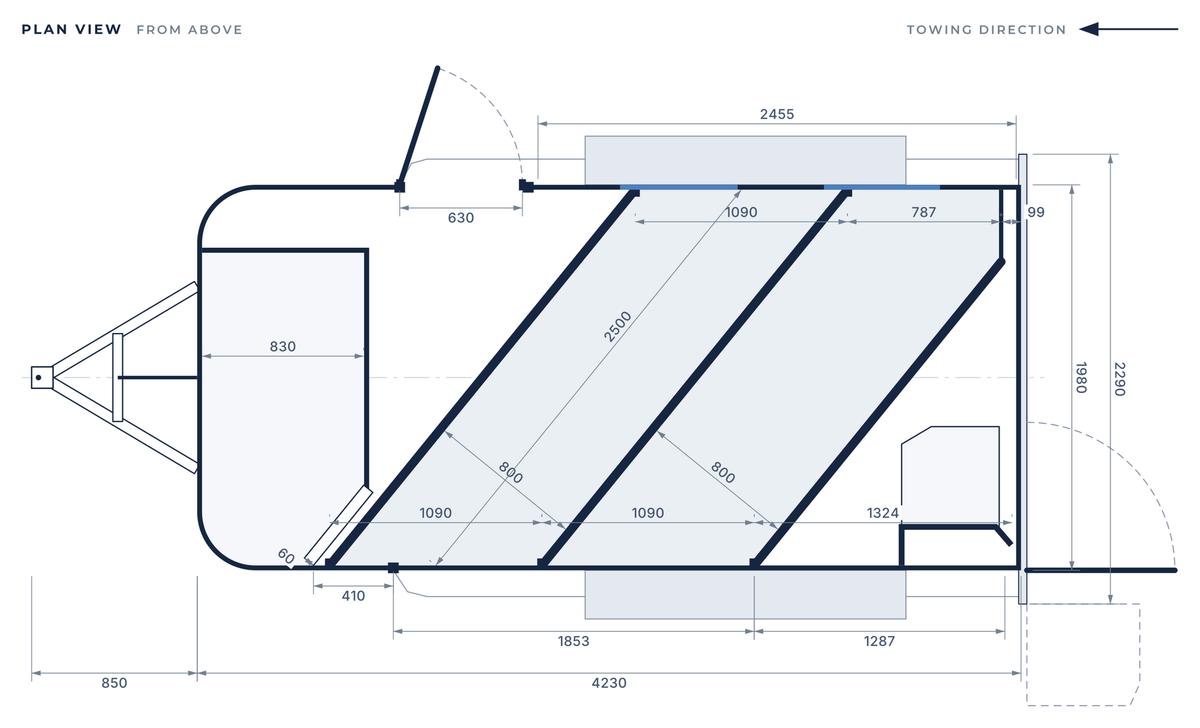 Floor plan of the 2 Horse Angle Load Camper Float L860 SN