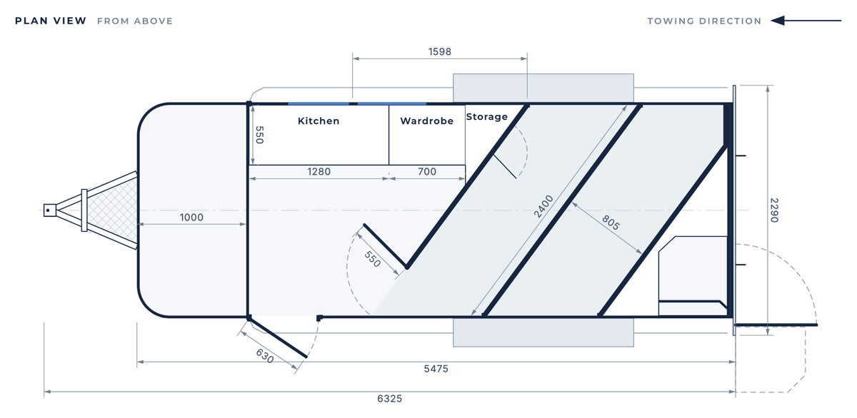 Floor plan of the 2 Horse Angle Load Camper Float Ultimate Overnighter SN 1.0