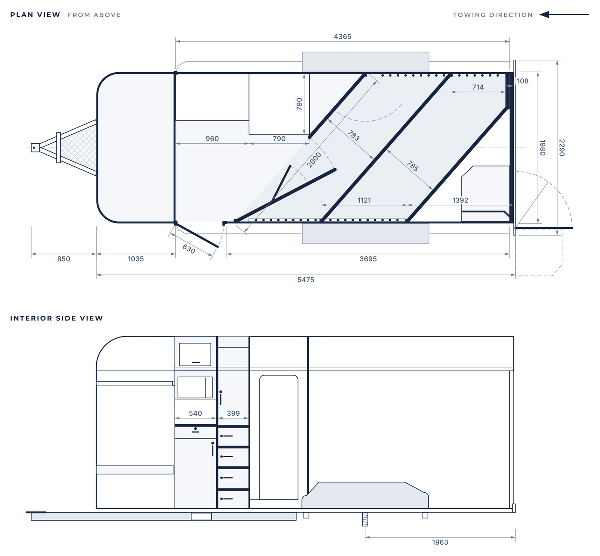 Floor plan of the 2 Horse Angle Load Camper Float Ultimate Overnighter SN 2.1