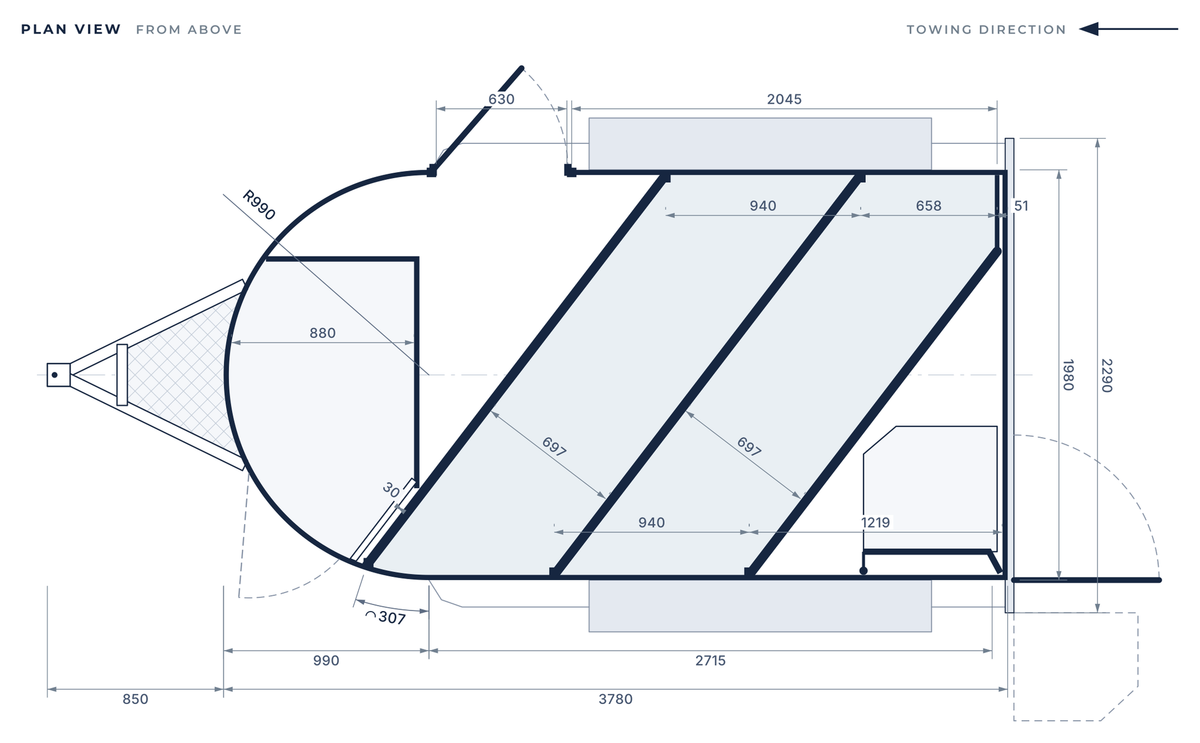 Floor plan of the 2 Horse Angle Load Float L600 RN
