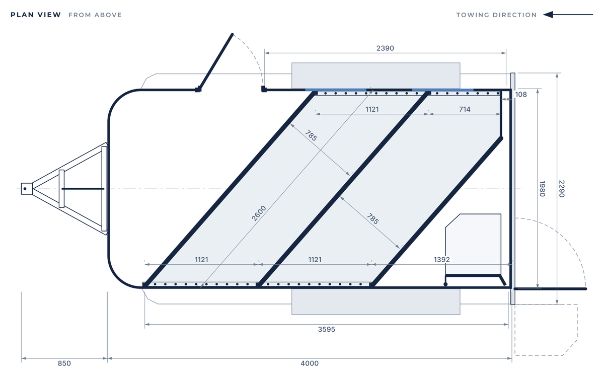 Floor plan of the 2 Horse Angle Load Float S Plus SN