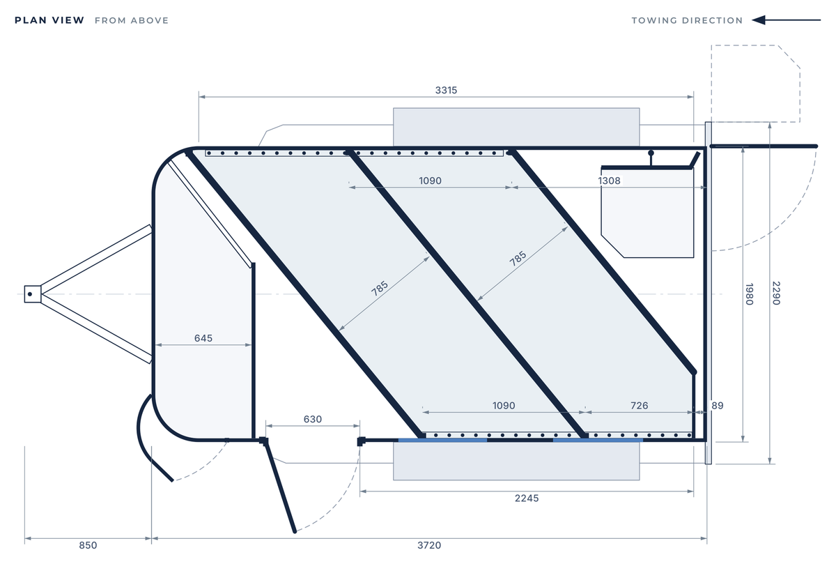 Floor plan of the 2 Horse Angle Load Float S SN