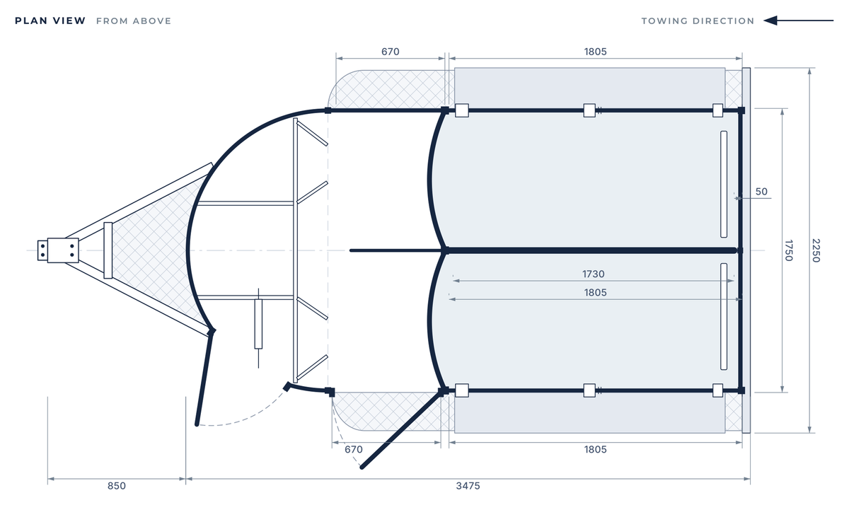 Floor plan of the 2 Horse Straight Load Camper Float L400 RN