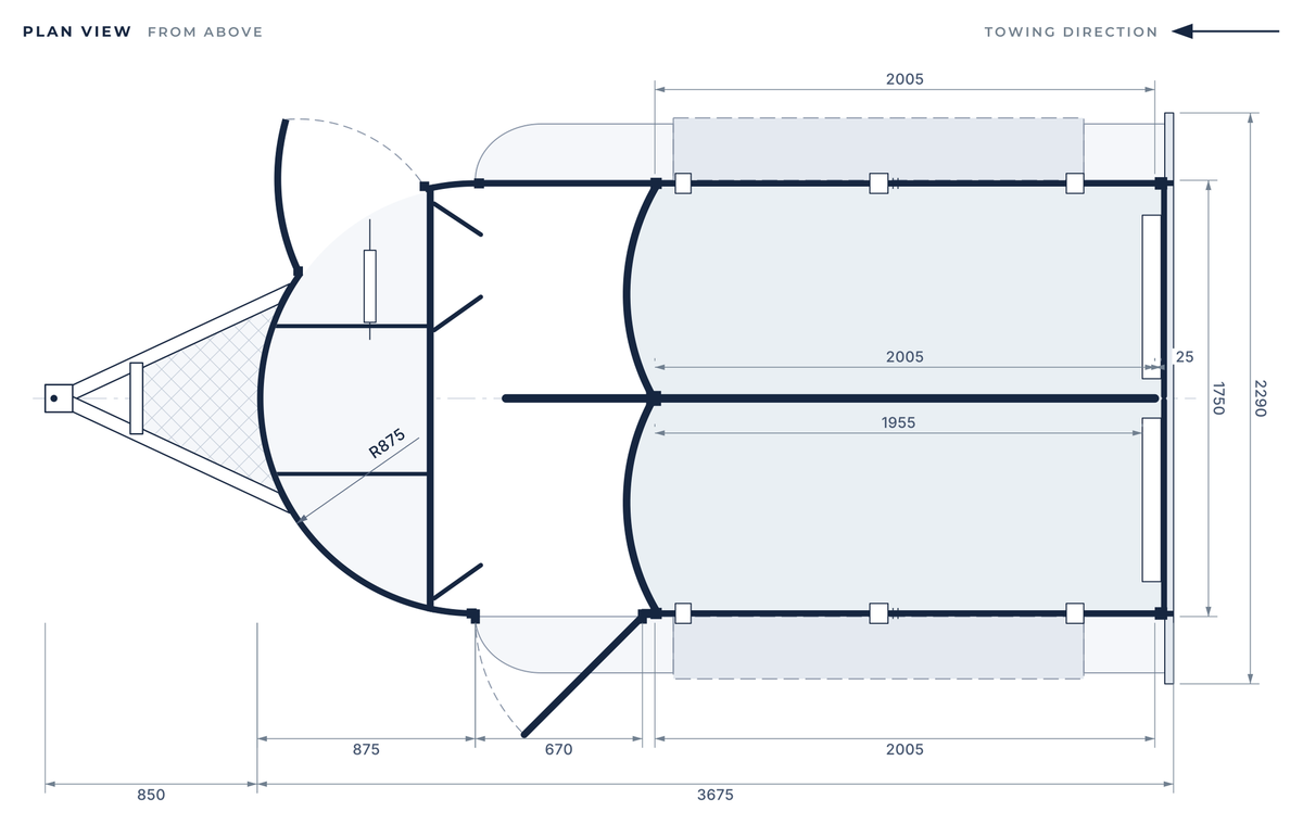 Floor plan of the 2 Horse Straight Load Camper Float L600 RN