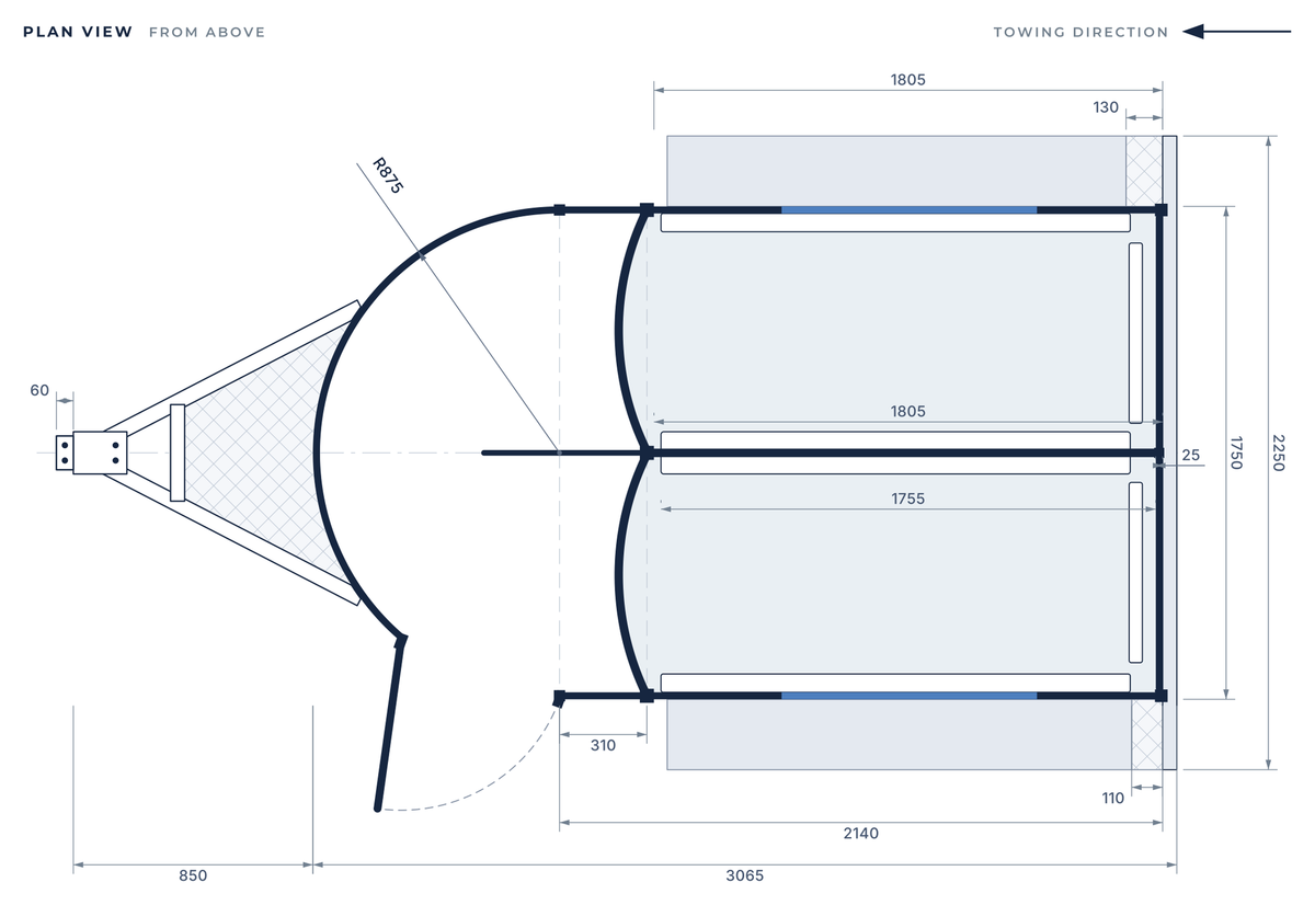 Floor plan of the 2 Horse Straight Load Float S RN Standard