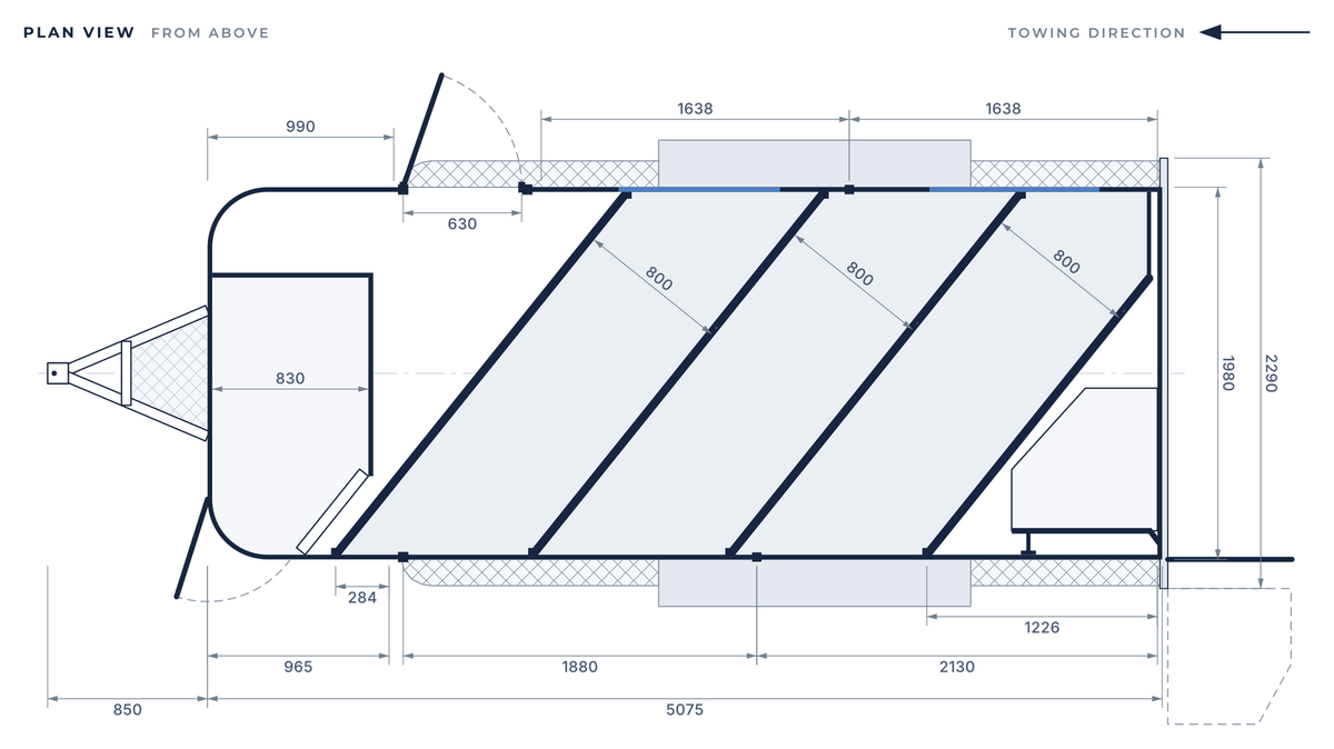 Floor plan of the 3 Horse Angle Load Camper Float L500 SN