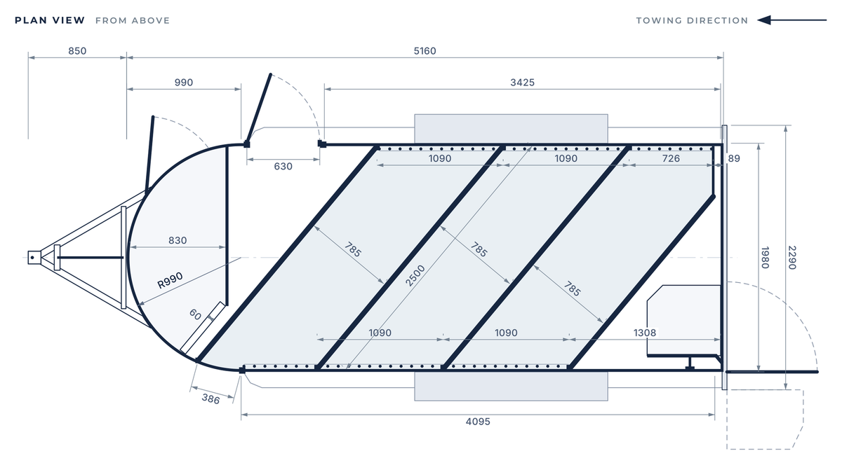 Floor plan of the 3 Horse Angle Load Float S RN Storage