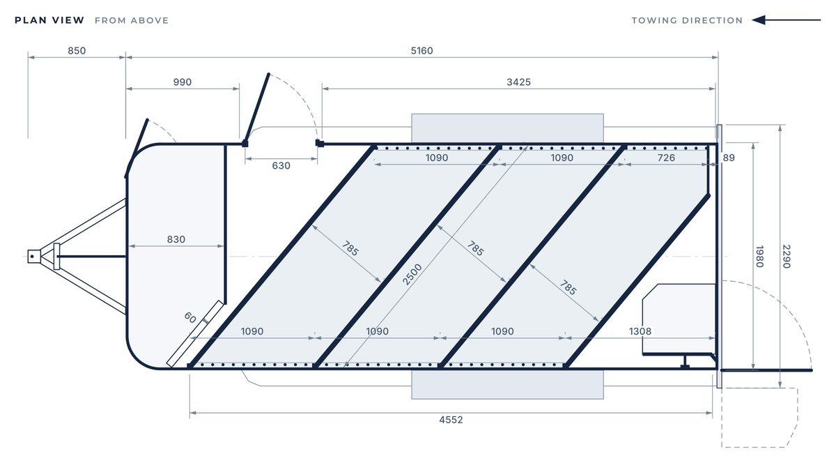 Floor plan of the 3 Horse Angle Load Float S SN Storage