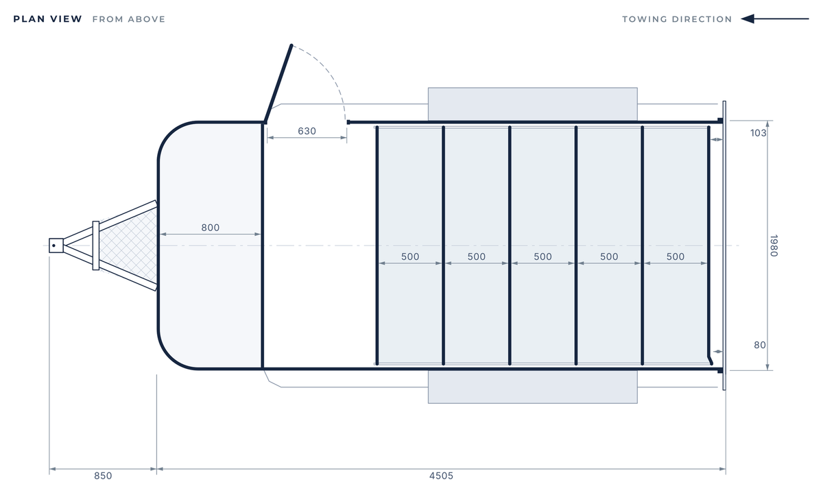 Floor plan of the 5 Horse Angle Load Float S SN Mini