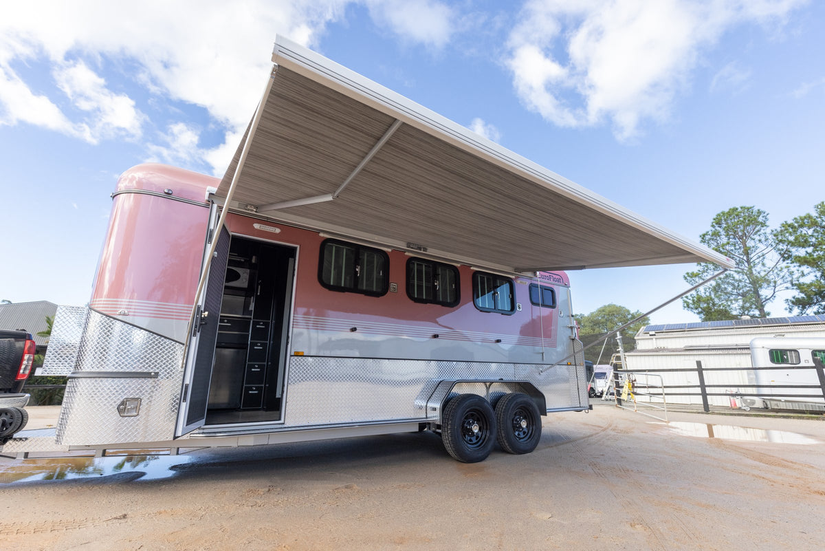 Pink EuroFloat living float with the awning out